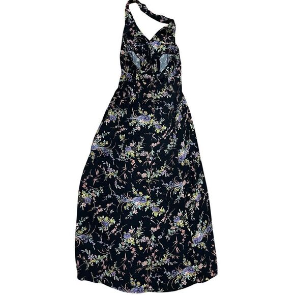 ROLLA'S Halter Button Down Black Dark Floral Maxi Dress - Picture 6 of 10